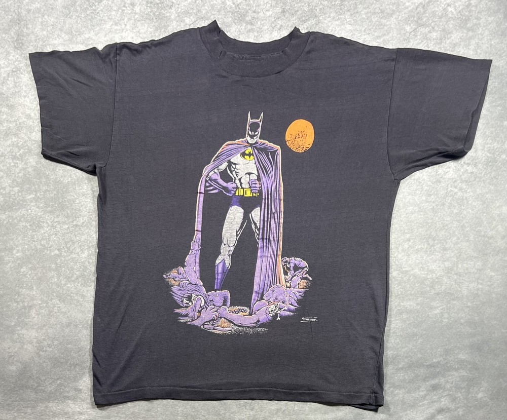 Vintage Batman DC Comics Men's Black T-Shirt Size XL 1988 Single Stitch
