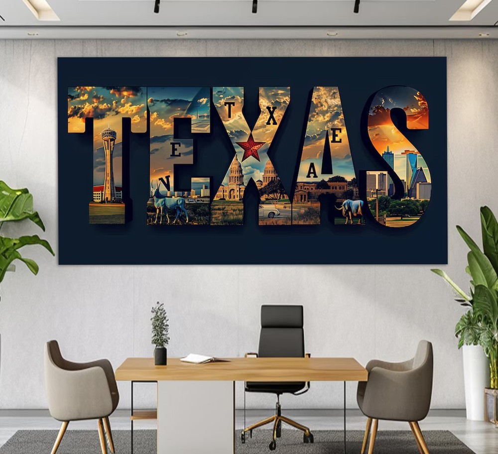 Texas Sign Art Abstract City Painting Unframed Canvas Print Australian Wall Art