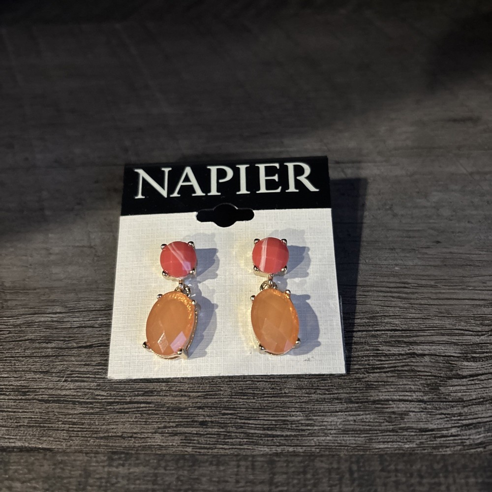 Napier Dangle post Earrings Gold tone