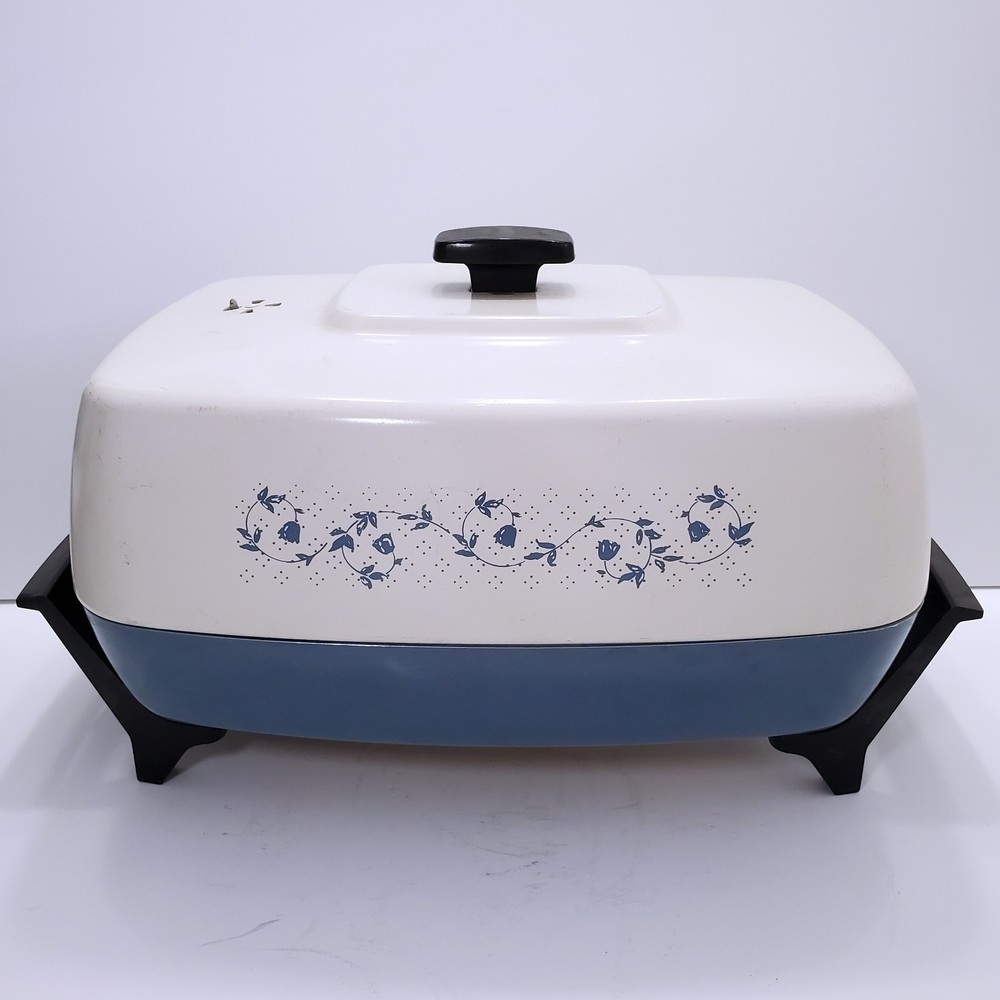 Vintage West Bend BLUE FLOWER 72616  Electric Griddle Skillet Fryer Works Great