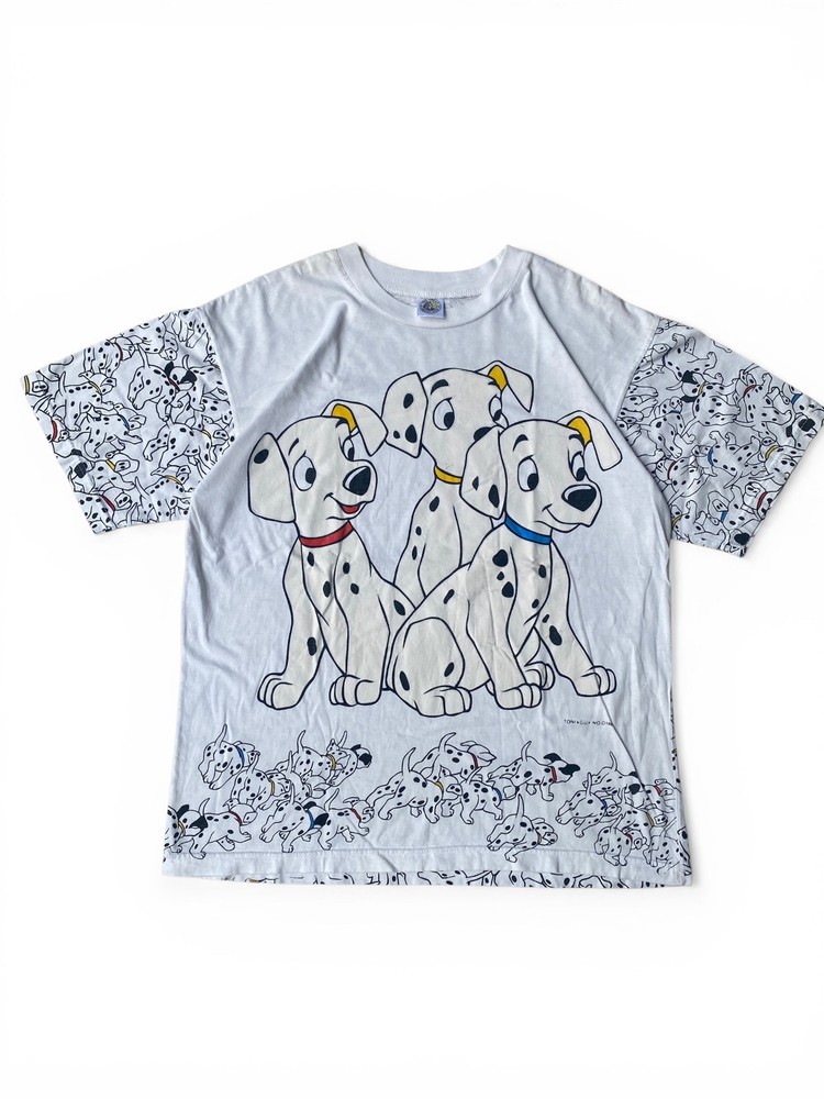 Vintage 101 Dalmatians All Over Print T Shirt Disney Bootleg AOP Cartoon Tee XL
