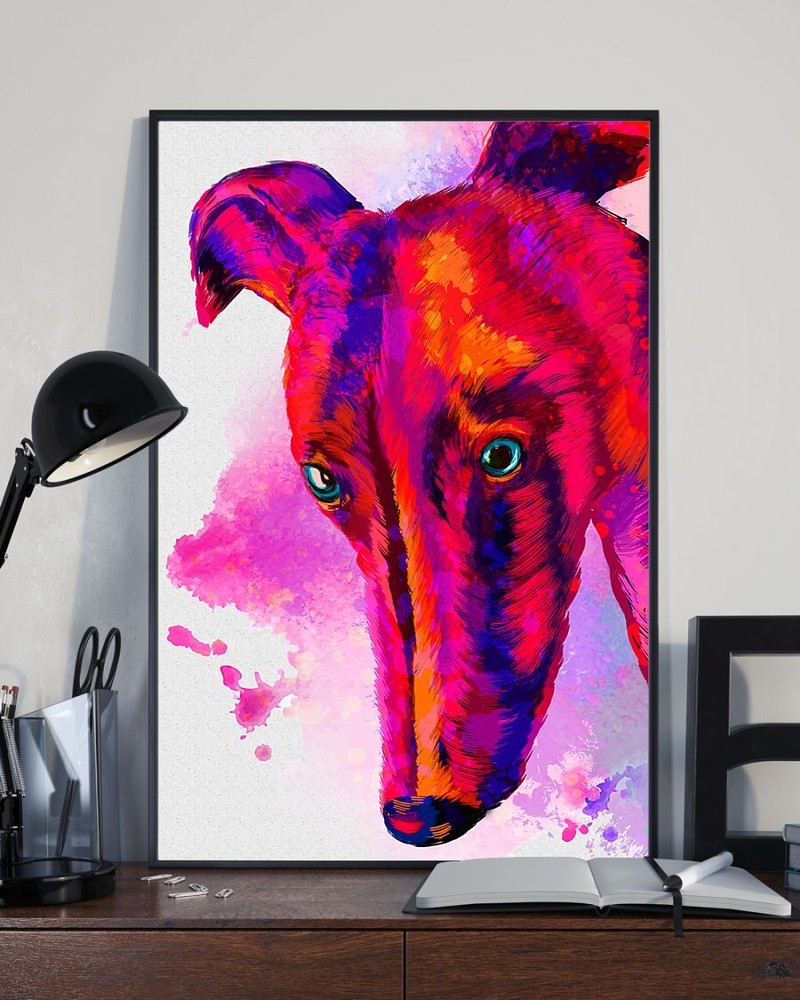 Greyhound Dog Puppy Water Color Home Decor Wall Art Poster