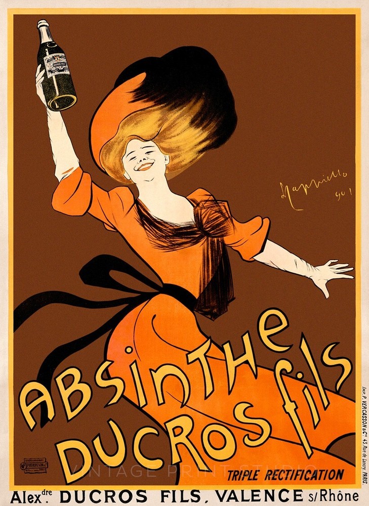French Absinthe Ducros 1900s Cappiello Art Nouveau Liquor Canvas Print 20x27-image