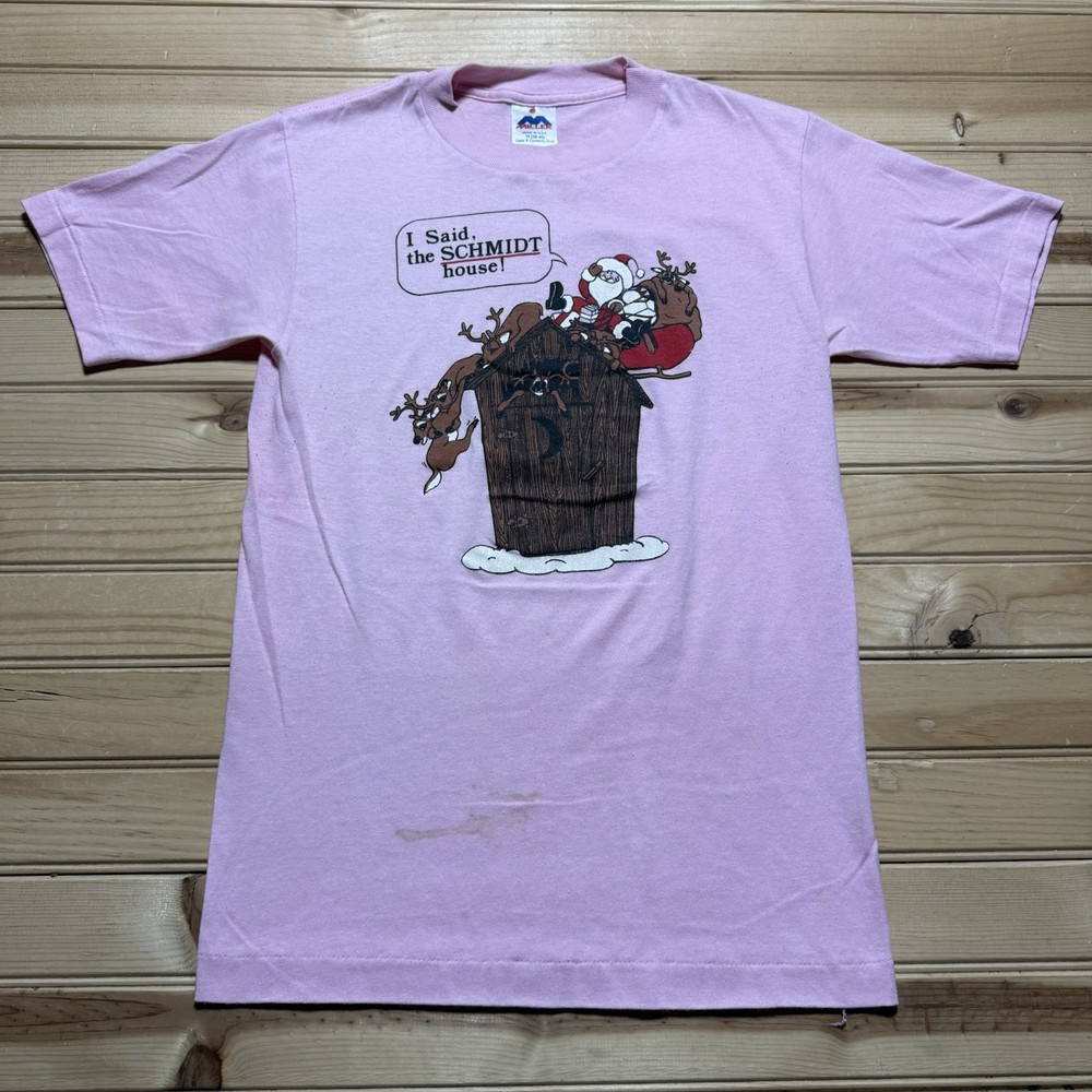 Vintage 80s Santa Comic Funny Cartoon “ SCHMIDT ” House Parody Shirt Size Medium