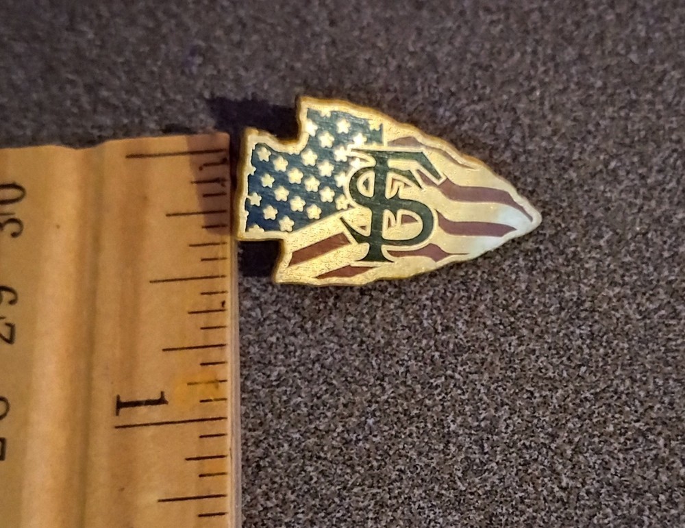 Florida State University FSU Arrowhead American Flag Vintage Lapel Pin A-4