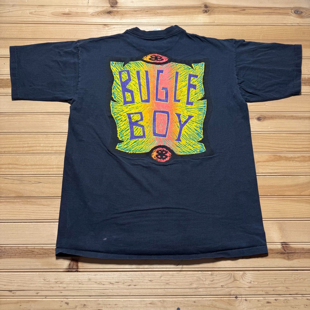Vintage 90s Bugle Boy Neon Abstract Skate Surf Streetwear T-Shirt USA - Large