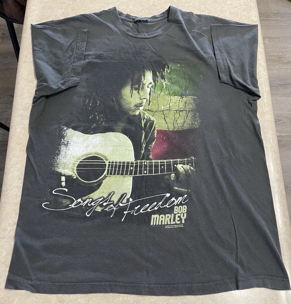 Vtg Bob Marley Songs Of Freedom Shirt Reggae Music Gray Zion Tee 2009 Mens Sz XL
