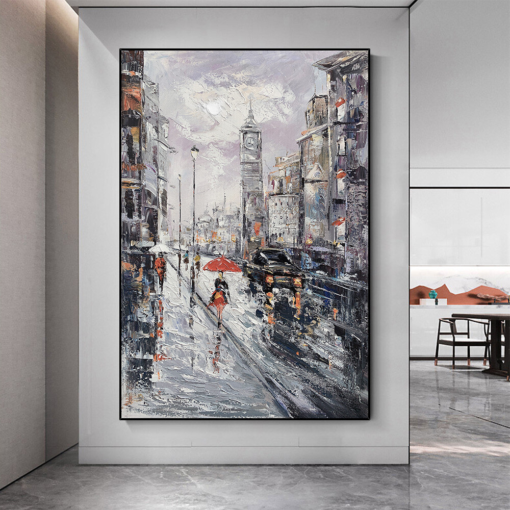 Modern Art Paris City Street View City Oil Painting Wall Art by Decorative