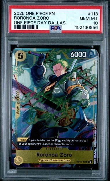 One Piece Roronoa Zoro 2025 Promos #113 One Piece Day Dallas Psa 10RCH IS ACCEPTING CONSIGNMENTS! UP TO 95% PAYOUTS!