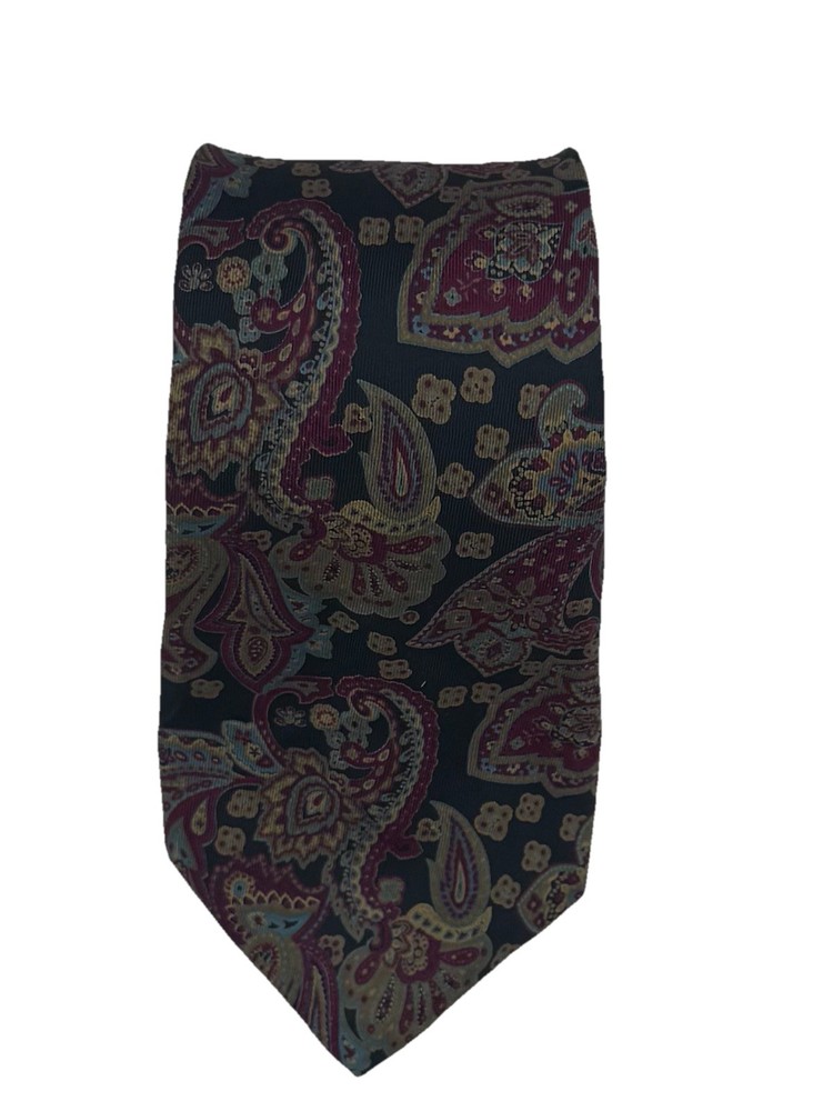 Liberty of London Men’s Tie Necktie 100% Silk Multicolor Purple Blue Beige T373