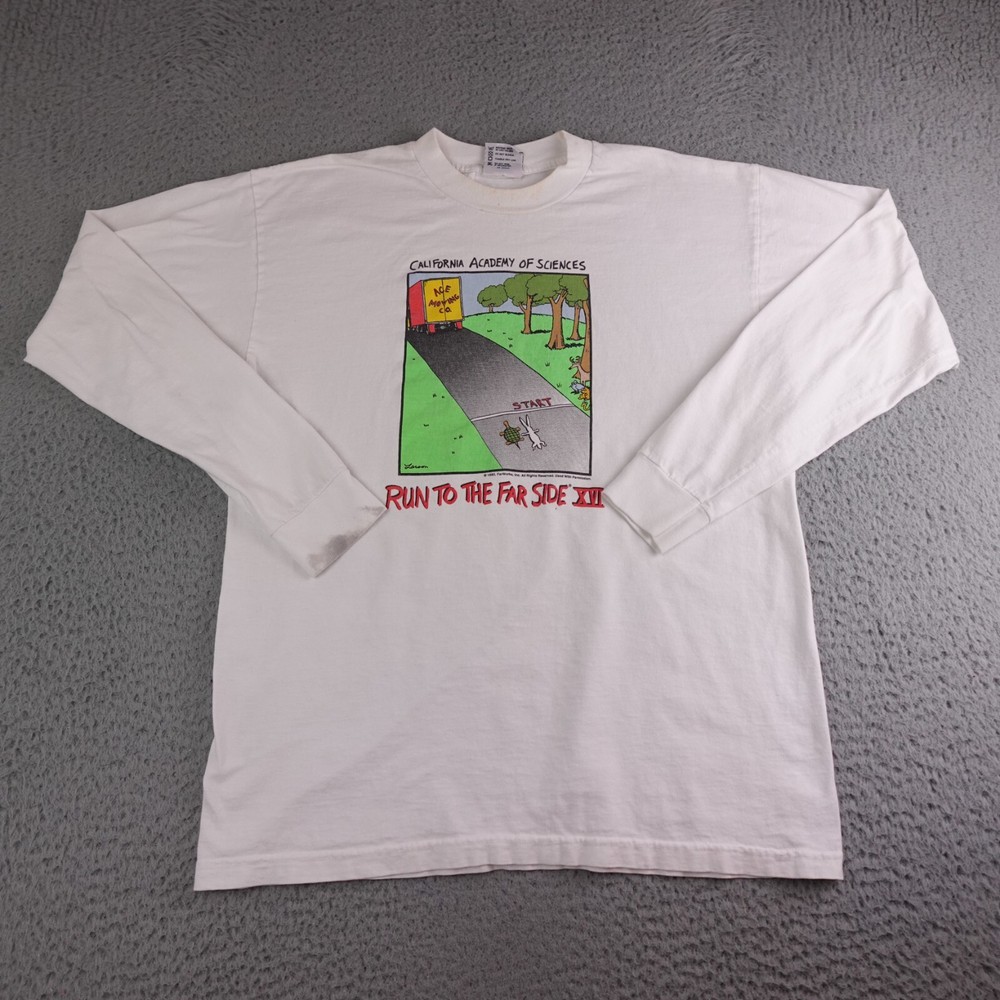Vintage Farside Comics Shirt Mens Large White California Academy of Science Run-image