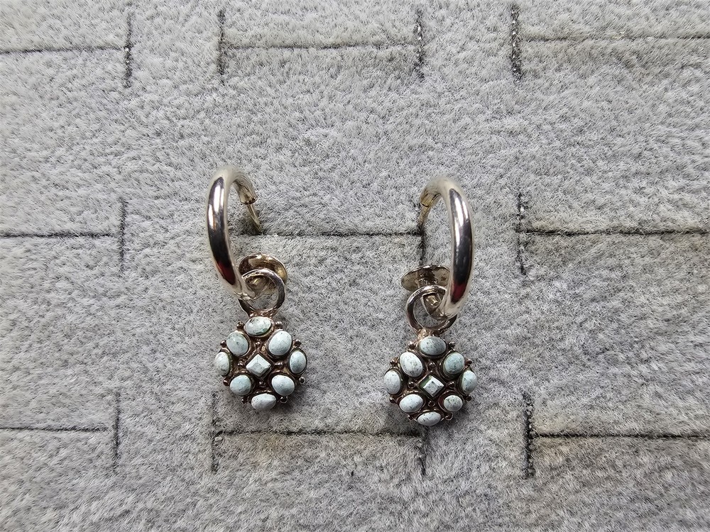 Grandma Grabe's Beautiful Vintage 925 Sterling Silver Charm Hoop 3.22G Earrings