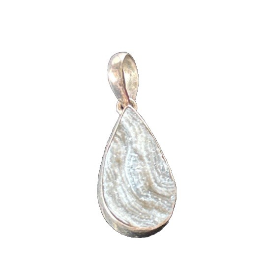 Vintage Handcrafted .925 Sterling Silver And Druzy Quartz Teardrop Pendant.