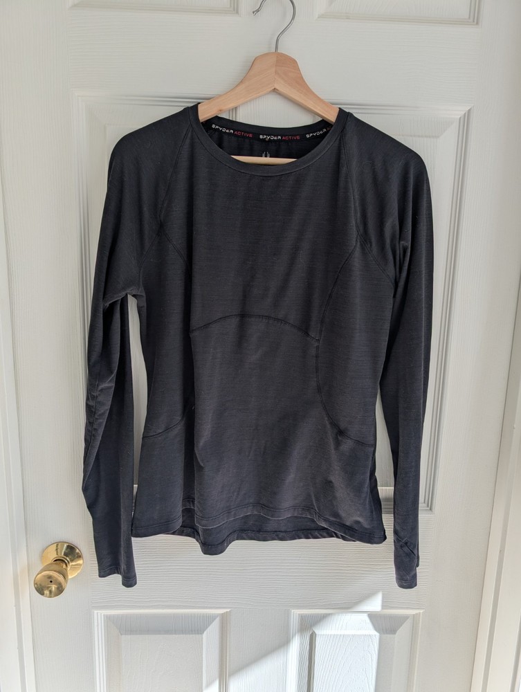 Spyder Active Base Layer Long Sleeve Women's Shirt Size Medium Heather Black
