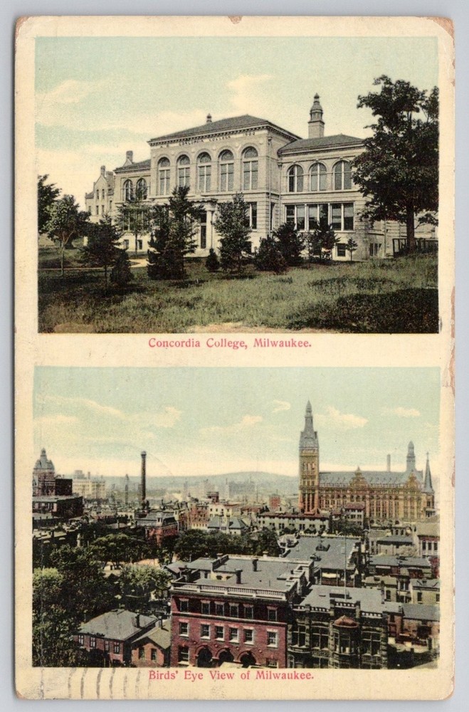 1909 Milwaukee WI Postcard Concordia College Birds Eye View Wisconsin