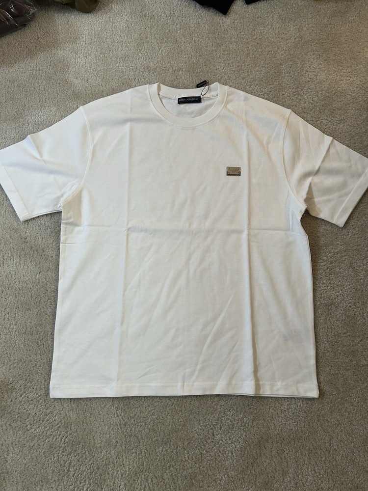 Dolce & Gabbana Men's White Logo Cotton Jersey Short Sleeve Crew Neck T-Shirt XL