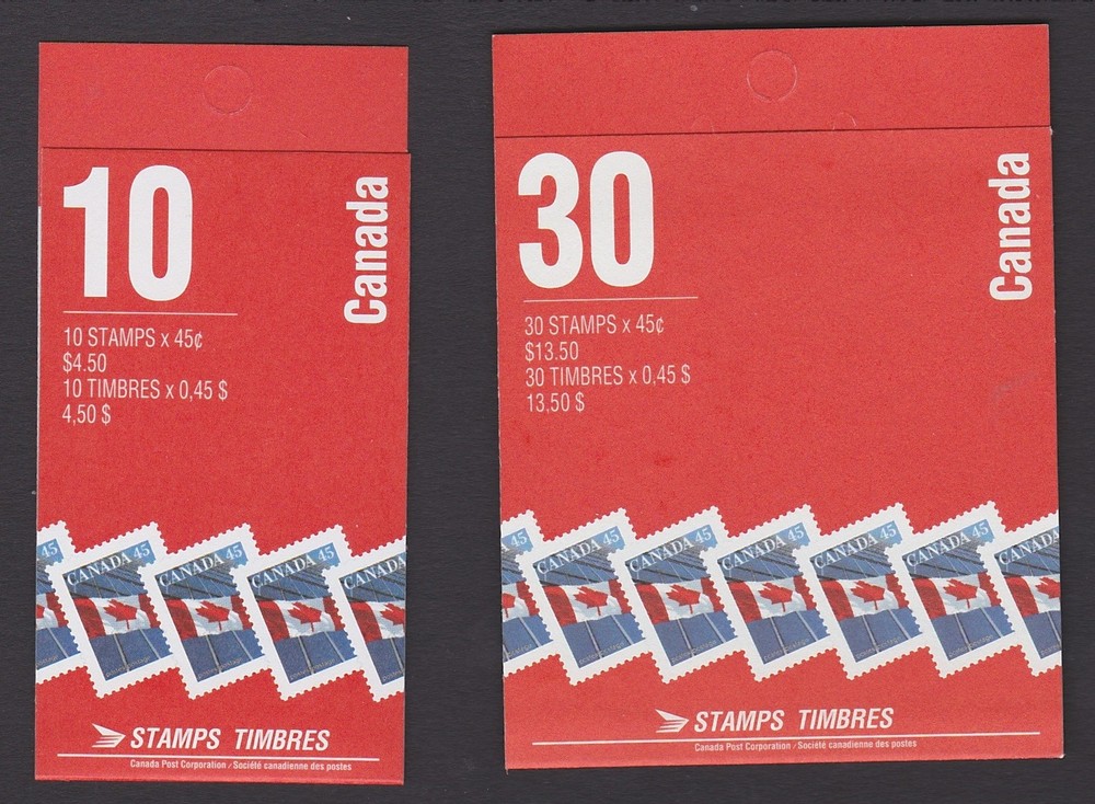1998 Canada 45c Flag MNH Unopened Booklets $13.50 & $4.50