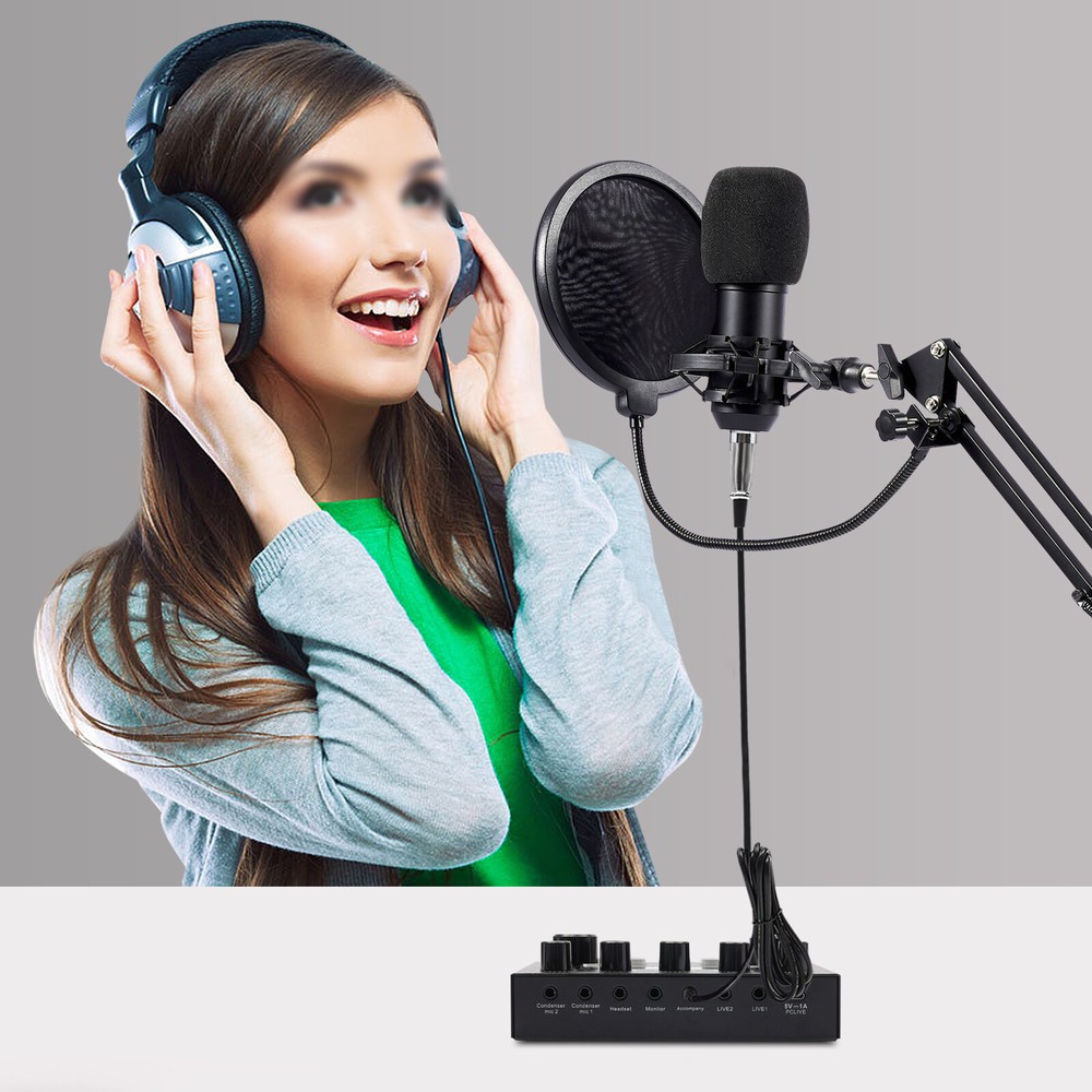 Studio Recording Kit Microphone Set Music Podcast Equipment Mixer Condenser Home