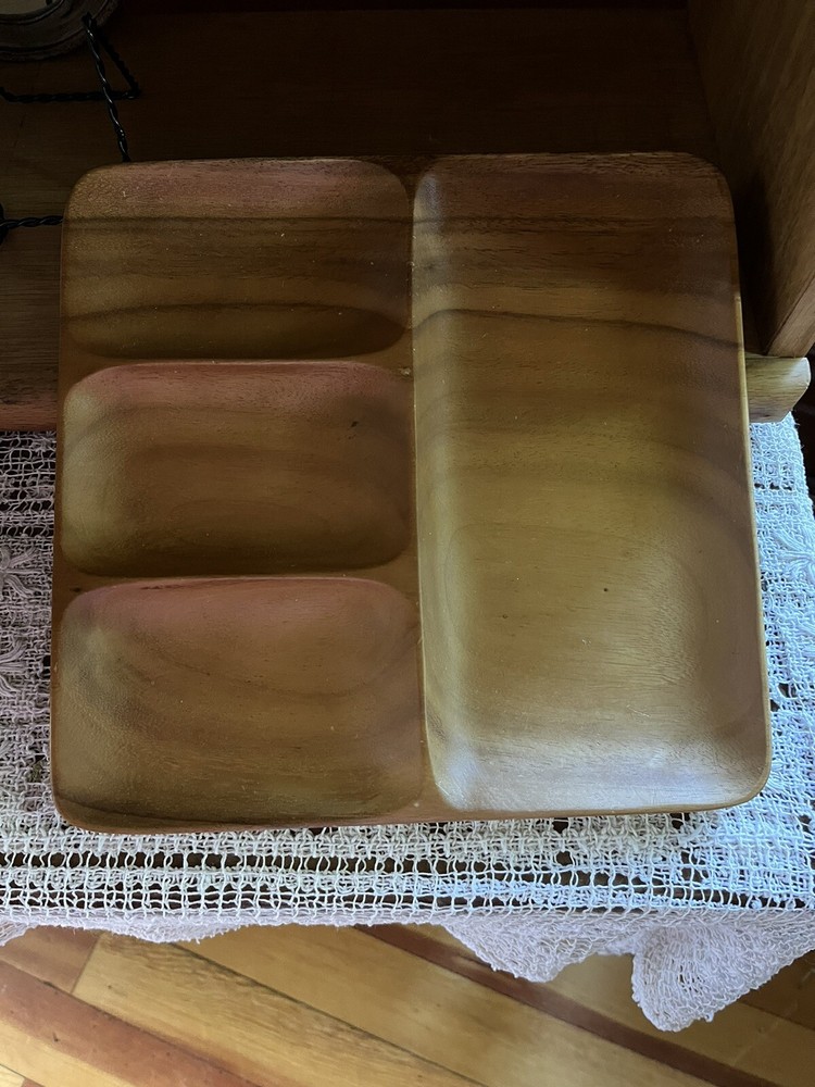 Acacia Wood 4-Section Square Charcuterie Board 10.75 Inch Serving Tray-image