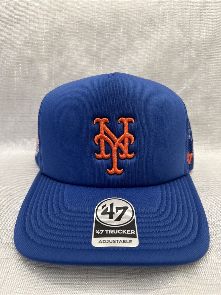 New York Mets `47 Brand Trucker Hat Adjustable Snapback Blue & White New