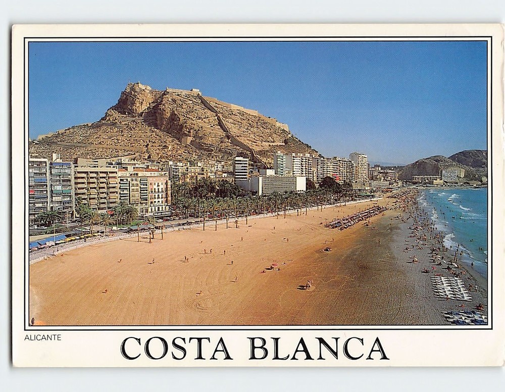 Postcard Playa del Postiguet Costa Blanca Alicante Spain