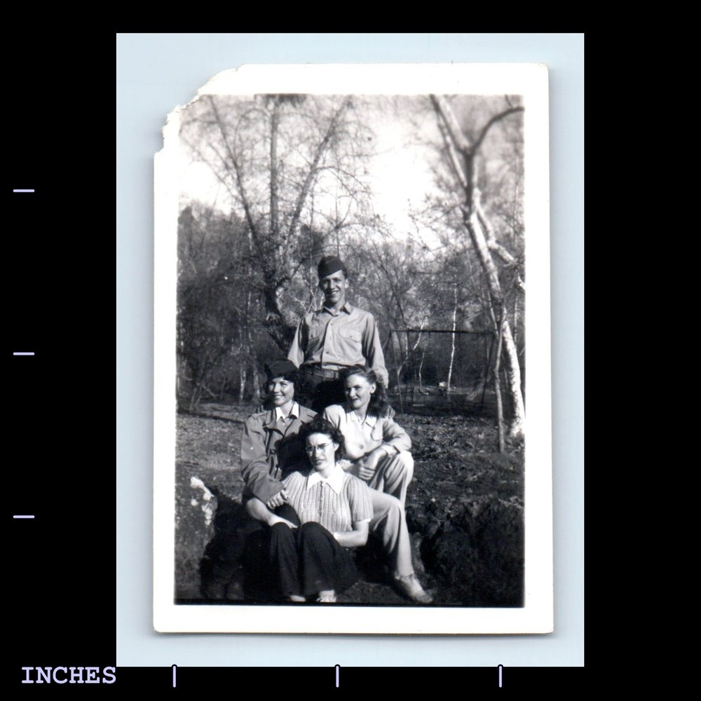 Old Vintage Photo MAN WOMEN OUTSIDE IN YARD