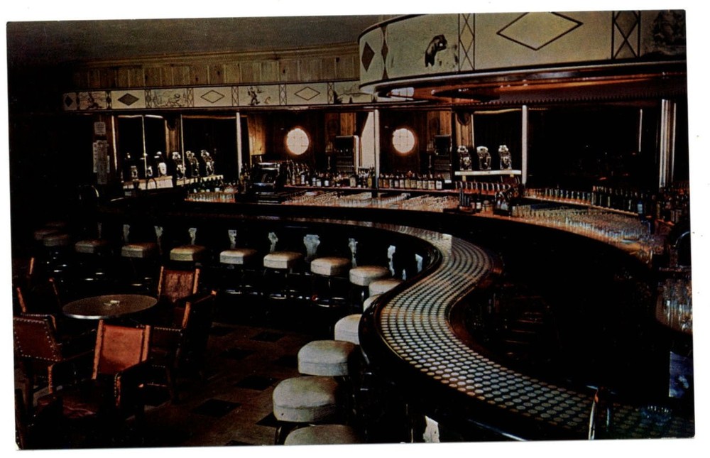Jackson Hole Wyoming Wort Hotel Silver Dollar Bar night unused vintage postcard