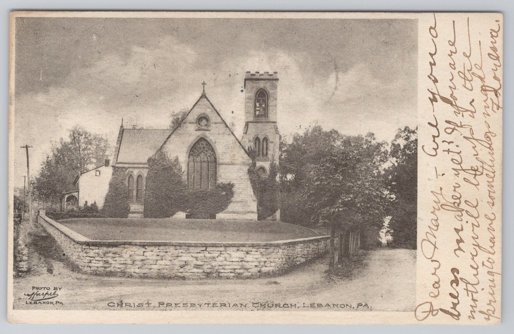 Christ Presbyterian Church Lebanon Pennsylvania PA Postcard 1907 UDB