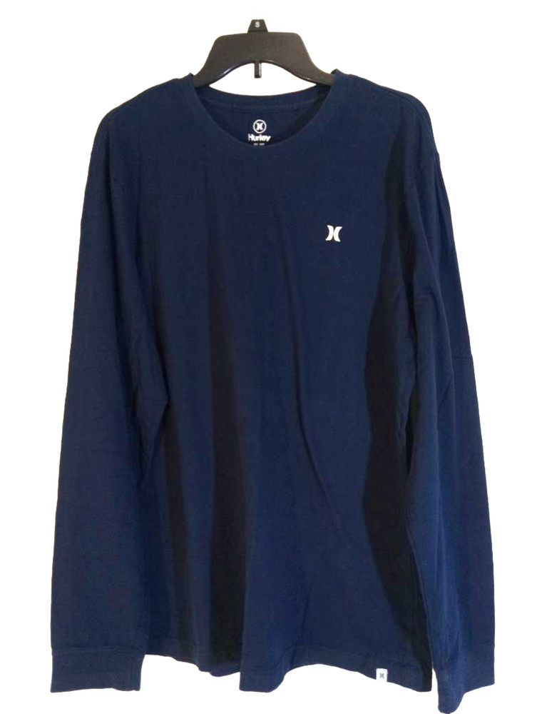 Hurley  Long Sleeve Shirt Mens XL Blue White Logo Performance Athletic Stretch