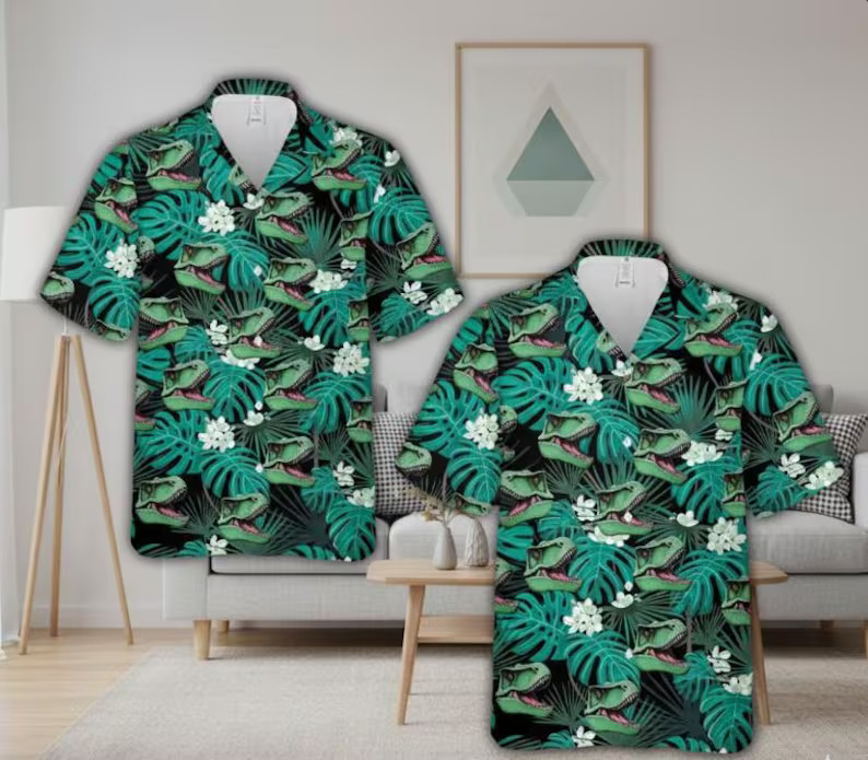 Dinosaur Hawaiian Shirt Men Women Aloha Beach Summer Vacation Gift