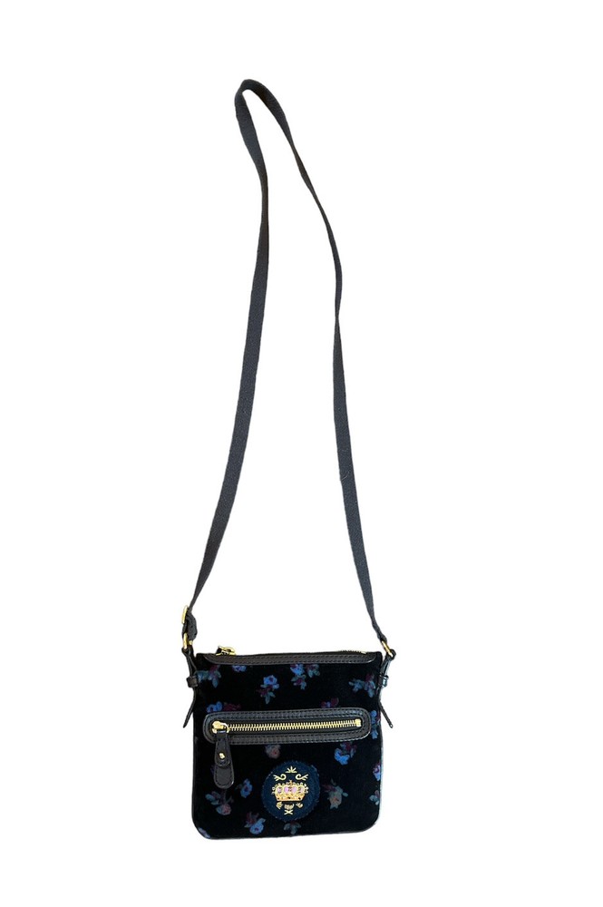 Authentic Womens Juicy Couture Black Multi Crossbody Swingpack Purse Handbag Y2K