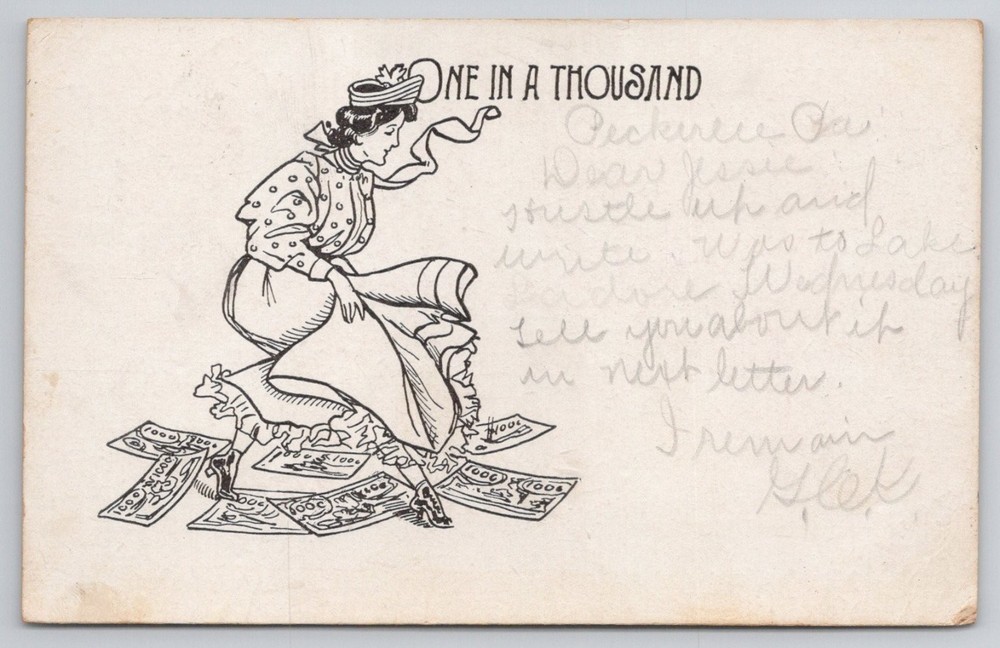 1906 ONE IN A THOUSAND Humorous Postcard Peckville Scranton PA Posted