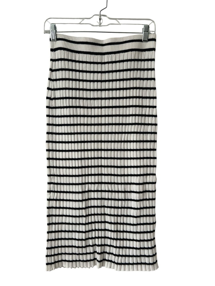 Womens Midi Skirt Striped Black And White Size Medium Universal Thread