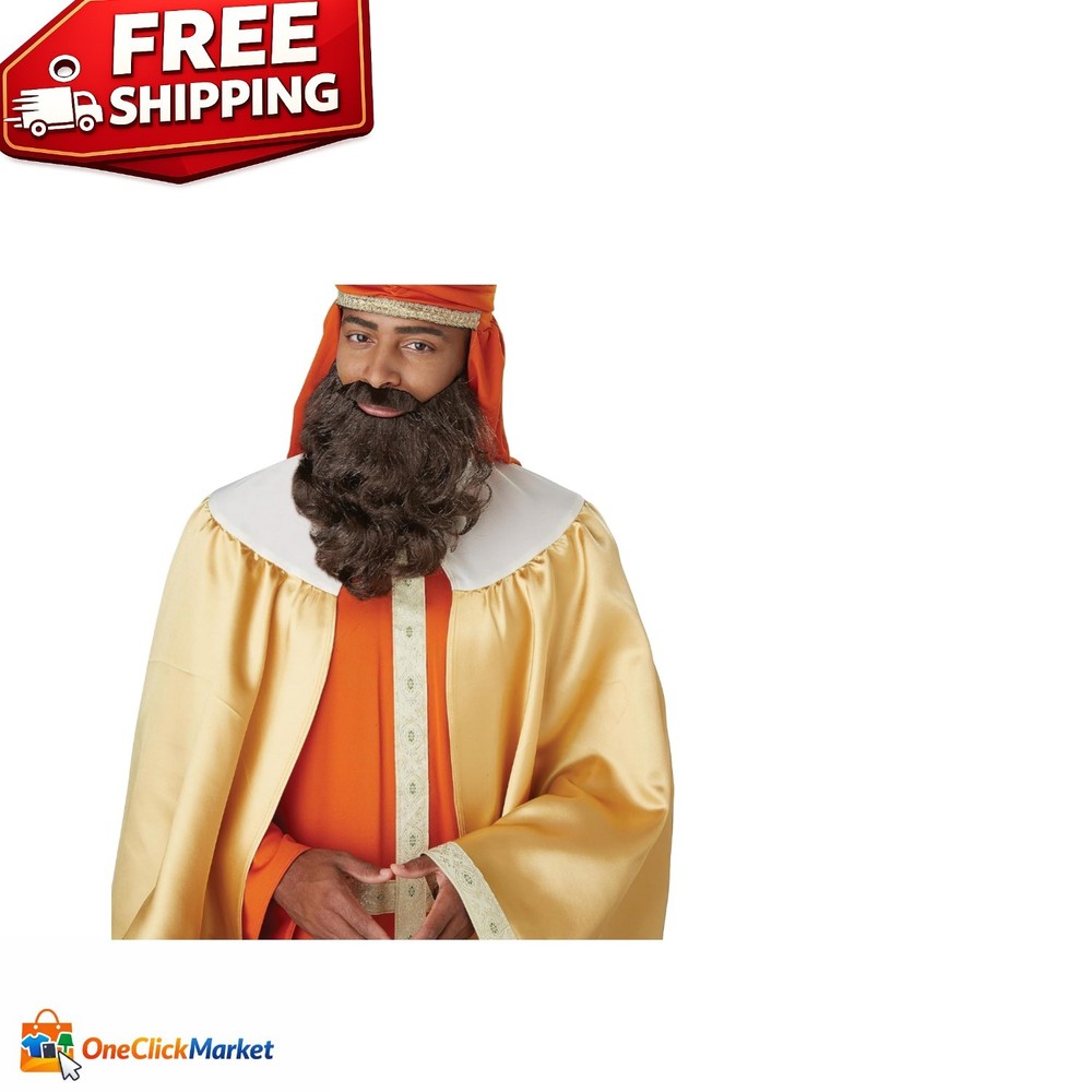 Stylish Standard Brown Wig with Beard and Mustache – Adult Costume Essential