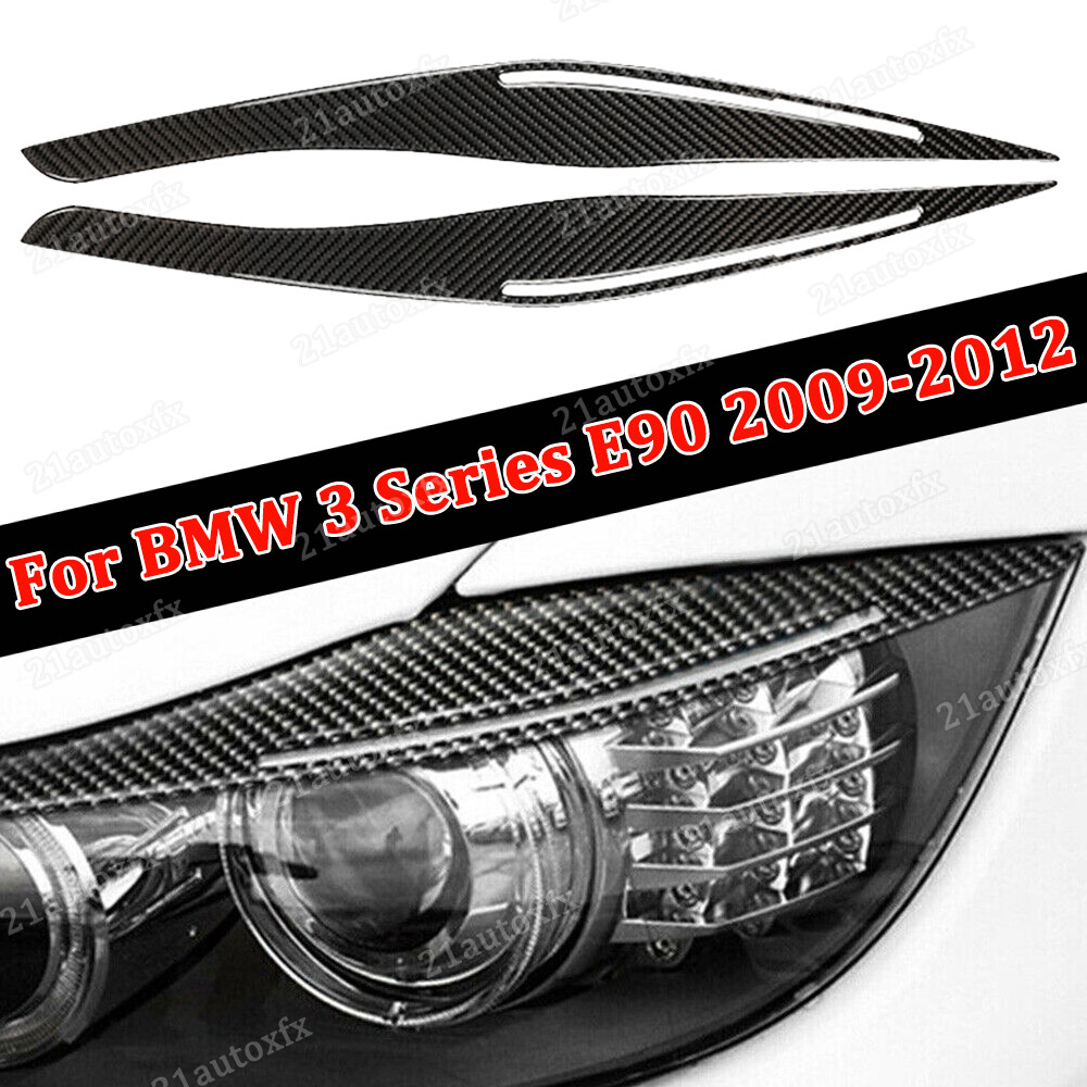 Carbon Fiber Headlight Eyelid Eyebrow Cover For BMW E90 E91 328i 335i 2009-2012