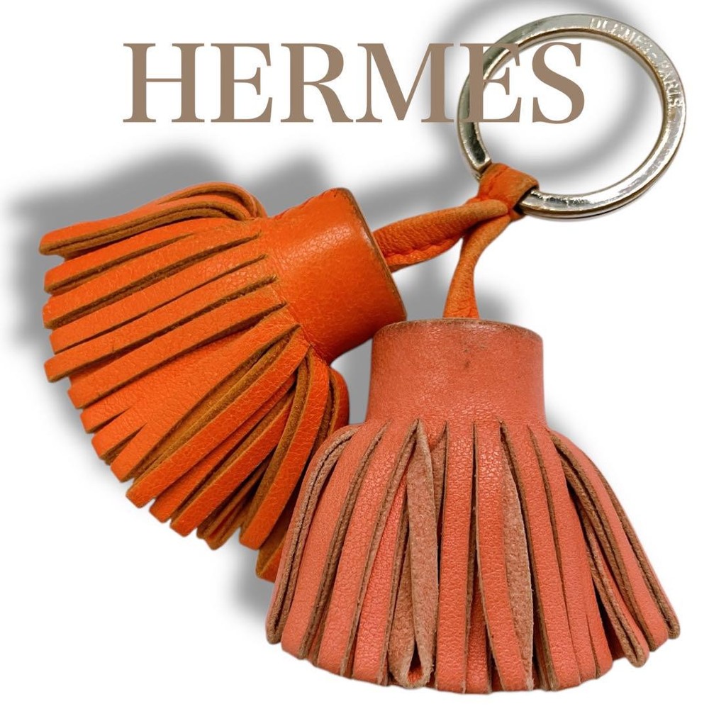 Hermes Carmen Keychain with Stassel Fringe Charm in Gold Tone