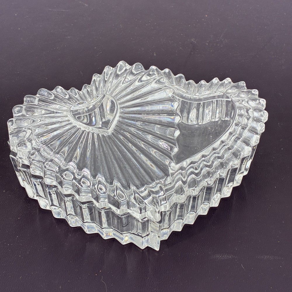 Mikasa Double Heart Clear Glass Trinket Dish With Lid