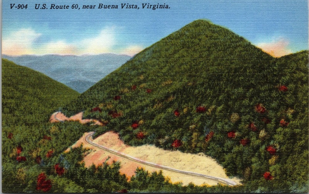 Buena Vista VA-Virginia, US Route 60, Aerial Scenic, Vintage Postcard