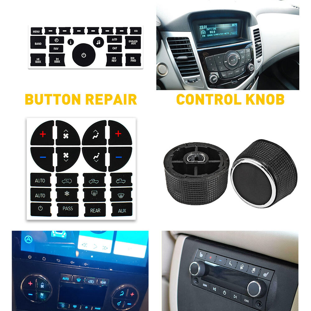 Rear Radio Volume Control Radio Knob A/C Control Climate Button Stickers Kit