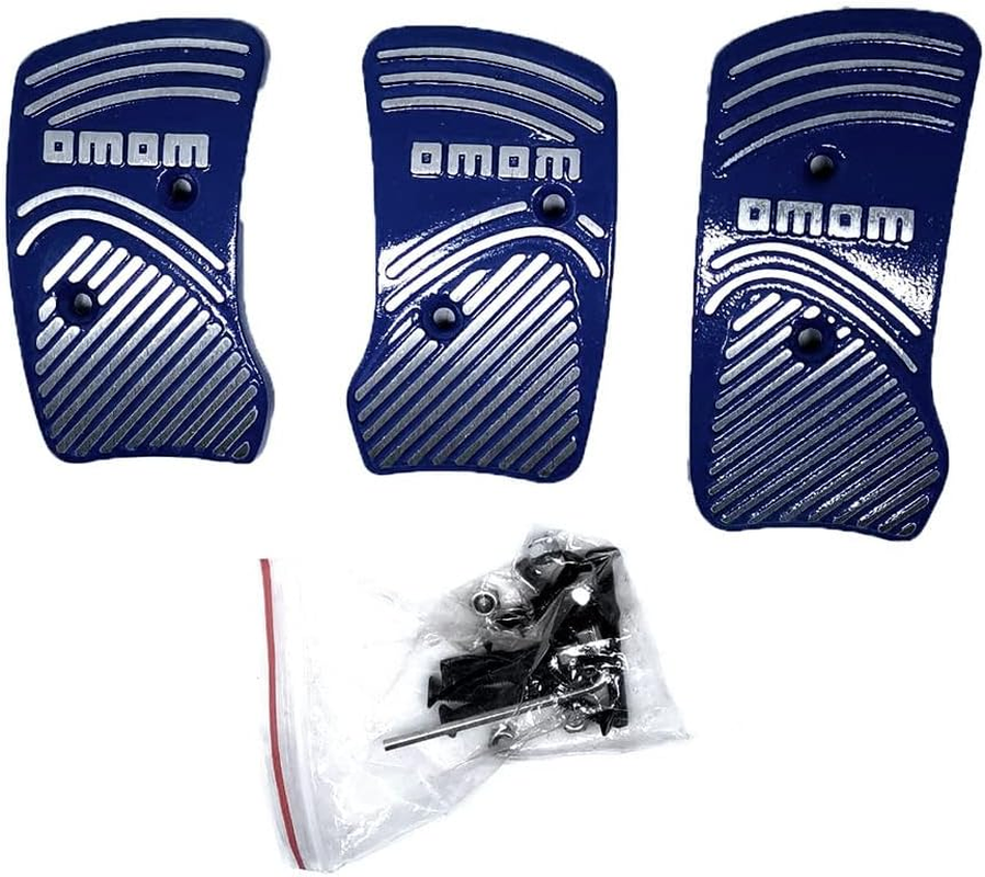 Black Aluminium Non Slip Sport Pedal Brake Pad Covers Manual Car 3 PC (Blue)
