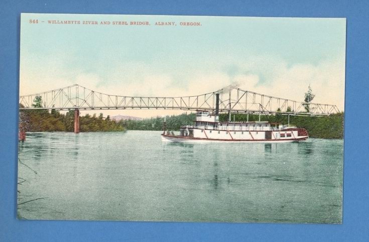 Oregon - Albany, Willamette River  And Steel Bridge  Postcard 4590
