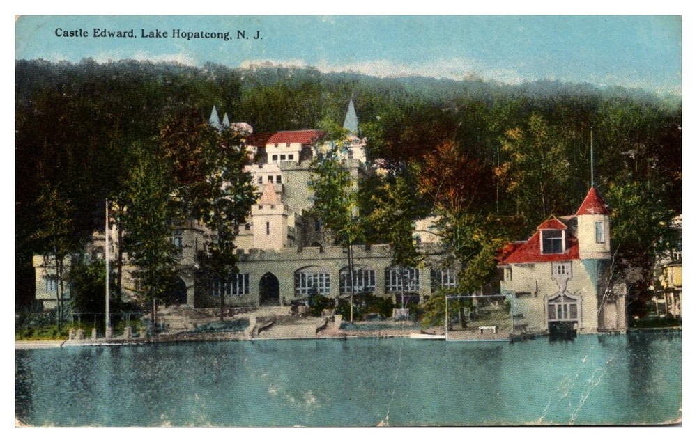 c1910 Castle Edward Lake Hopatcong New Jersey Vintage Postcard