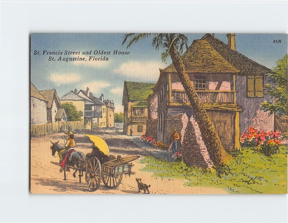 Postcard Saint Francis Street Spanish House Oldest City St. Augustine Florida