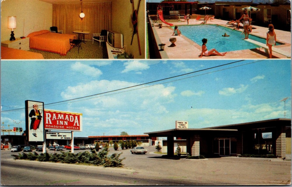 Ramada Inn Cortez CO Postcard 1960s Vintage Roadside Hotel Navajo Trail