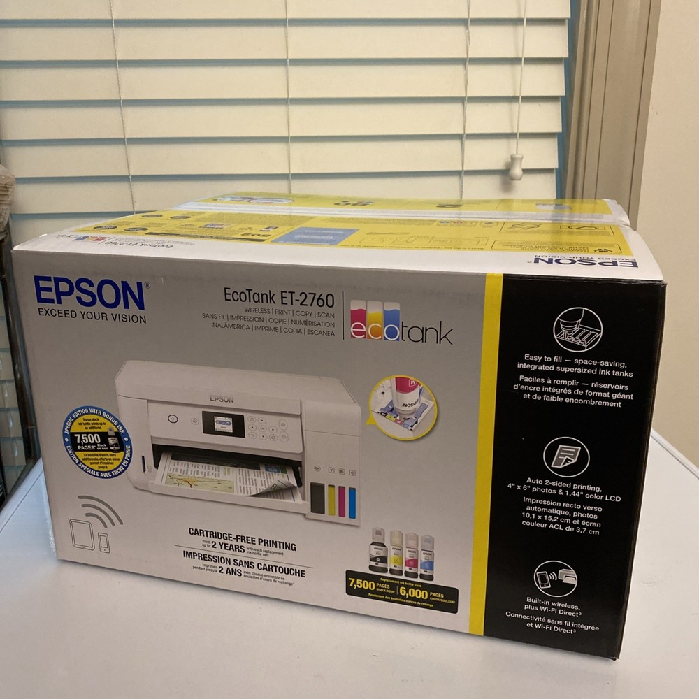 Epson EcoTank ET-2760 Supertank Color Inkjet All-in-One Printer - White