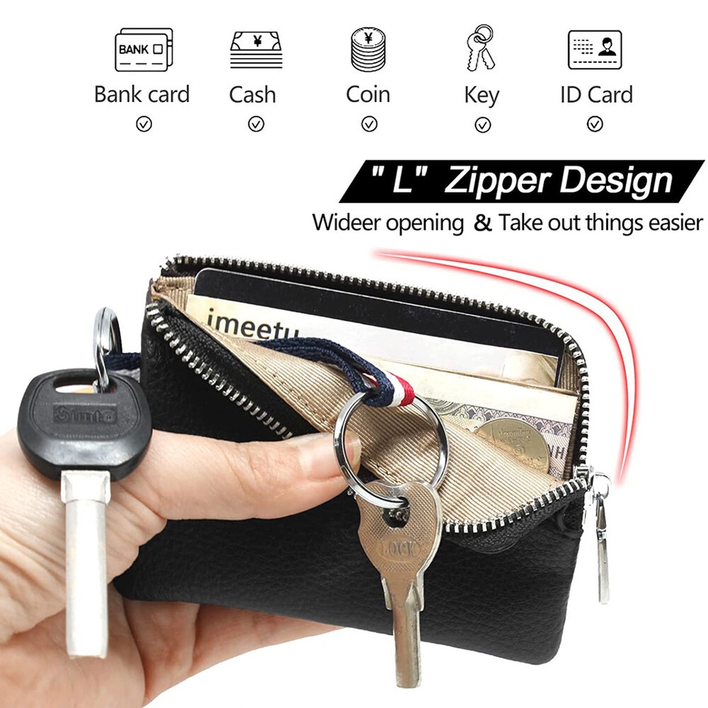 Mens Genuine Leather Wallet Card Case Pocket Thin Coin Purse Cell Phone Key Bags