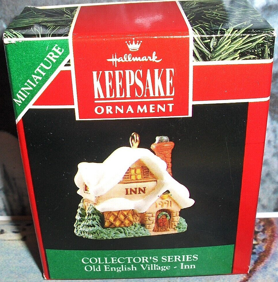 Old English Village-Inn`1991`Miniature'4Th In Series,Hallmark Ornament-FREE SHIP