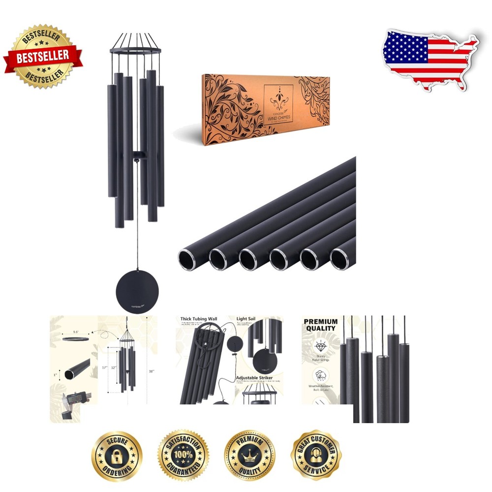 38'' Handcrafted Deep Tone Wind Chimes - Perfect Gift for Outdoors & Sympathy