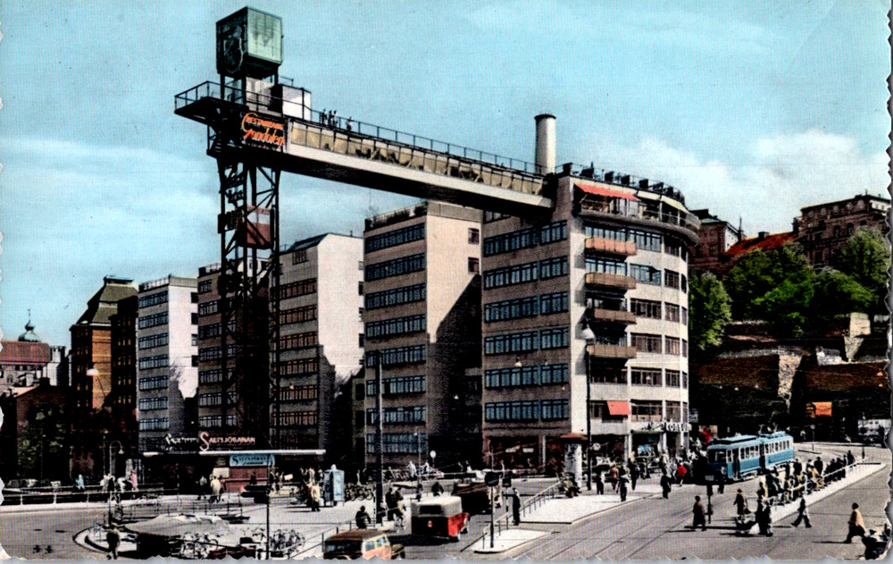Vintage Postcard Katarinahissen Stockholm Sweden Blank Reverse Design