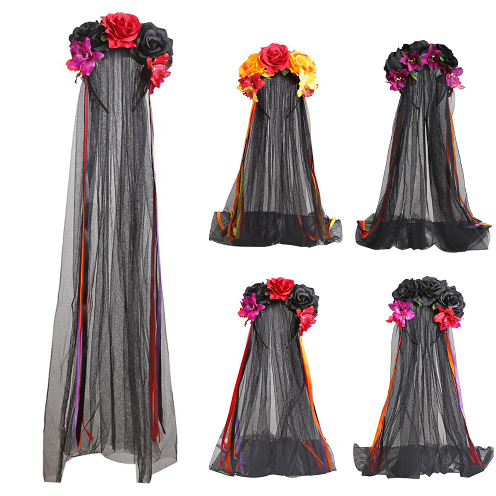 Simulation Flower Lace Veil Hair Hoop Halloween Headband Hair Accessories DIY